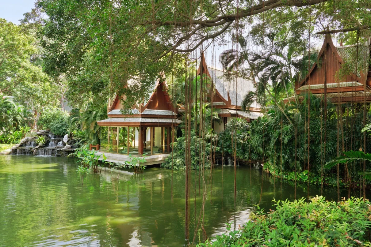 Lush gardens and tranquil courtyards at Chiva-Som in Hua Hin, Thailand